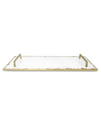 Glass Tray with Gold-Tone Rim and Handles