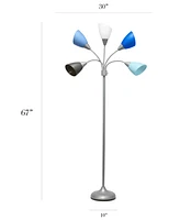 Simple Designs 5 Light Adjustable Gooseneck Floor Lamp with Shades