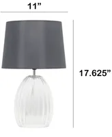 All The Rages 17.63" Contemporary Fluted Glass Bedside Table Lamp with Gray Fabric Shade
