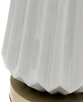 All The Rages 25" Classic Fluted Ceramic and Metal Table Lamp with White Fabric Shade for Bedside Desk Foyer End table Dresser Dining Room