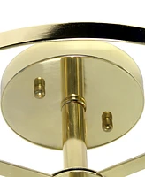 All The Rages 3-Light 13" Industrial Farmhouse Glass and Metallic Accented Semi-Flush Mount