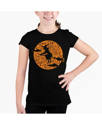 Girl's Child Word Art T-shirt - Spooky Witch