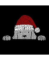La Pop Art Boys Christmas Peeking Dog Word Art Long Sleeve T-Shirt