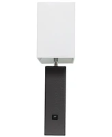 Lalia Home Lexington 21" Leather Base Modern Decor Bedside Table Lamp with Usb Charging Port