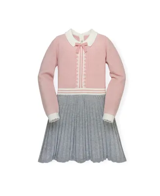 Hope & Henry Girls' Organic Cotton French Blocked Sweater Dress, Infant