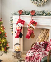 Glitzhome Hooked Stocking, Penguin Reindeer, Set of 2