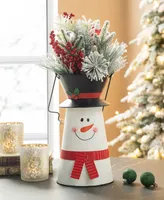 Glitzhome 19.50" H Metal Snowman Decorative Bucket