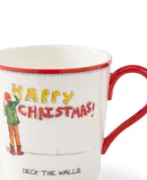Kit Kemp for Spode Christmas Doodles Deck The Walls Mug