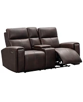 Keegan 77" Leather Power Reclining Console with Power Headrests Loveseat