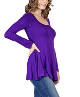 24seven Comfort Apparel Women's Long Sleeve Swing Style Flare Tunic Top