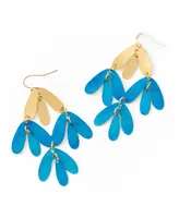 Matr Boomie Chameli Chandelier Earrings - Teal Patina, Gold Petals