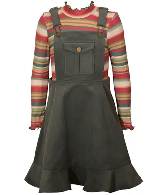 Bonnie Jean Big Girls Corduroy Jumper Dress and Knit Top, 2-Piece Set