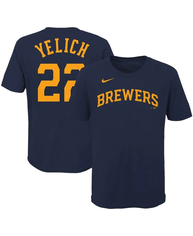 Nike Milwaukee Brewers Big Boys and Girls Name Number Player T-shirt - Christian Yelich