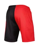 Men's Mitchell & Ness Black, Red Portland Trail Blazers Hardwood Classics 1996 Split Swingman Shorts