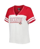 Women's White, Scarlet Ohio State Buckeyes Plus Field Game Glitter T-shirt