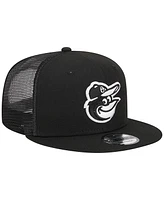 Men's New Era Black Baltimore Orioles Trucker 9FIFTY Snapback Hat