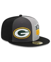 Men's New Era Gray, Black Green Bay Packers 2023 Sideline 59FIFTY Fitted Hat