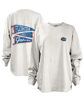 Women's Pressbox White Florida Gators Pennant Stack Oversized Long Sleeve T-shirt
