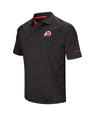 Men's Colosseum Black Utah Utes Down Swing Polo Shirt