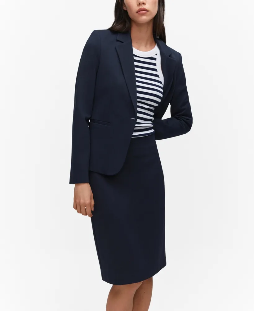 Mango Women's Blunt Stitch Fitted Blazer