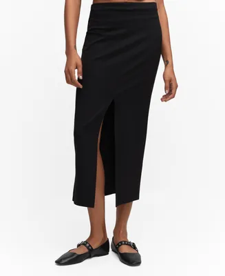 Mango Women's Front Slit Midi Skirt