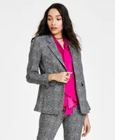 Bar Iii Women's Herringbone Single-Button Blazer, Created for Macy's