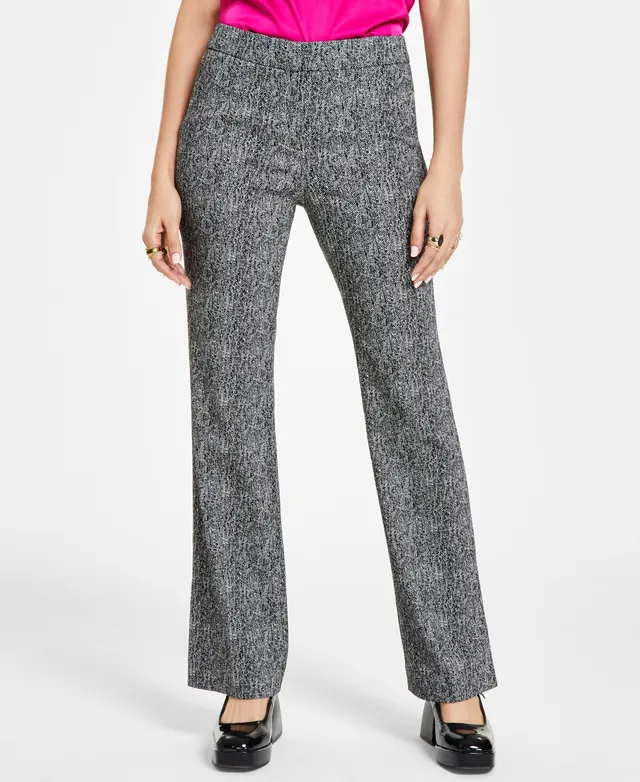 Bar Iii Women's Herringbone Side-Slit Flare Pants, Created for Macy's