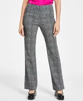 Bar Iii Women's Herringbone Side-Slit Flare Pants, Created for Macy's