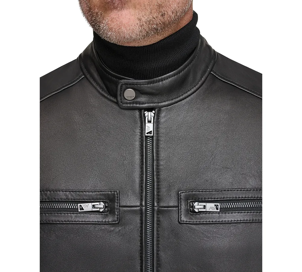 Marc New York Men's Bantam Racer Style Lamb Leather Jacket