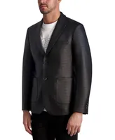 Karl Lagerfeld Paris White Label Men's Coated Faux-Leather Peak-Lapel Blazer