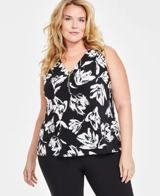 I.n.c. International Concepts Plus Size Floral-Print Sleeveless Top, Created for Macy's