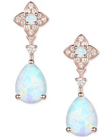 Lab-Grown Opal (1/2 ct. t.w.) & White Sapphire (1/10 14k Rose Gold-Plated Sterling Silver (Also Ruby Lab