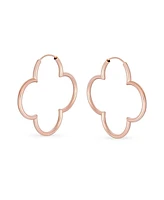 Bling Jewelry Simple Clover Flower Shaped Thin Tube Endless Hoop Earrings Sterling Silver 1.5 In Diameter