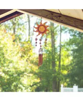 31" Long Wind Chime Copper & Gem Sun Face Hanging Wind Chime