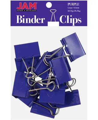 Jam Paper Colorful Binder Clips - Large - 1.5", 41 Millimeter - Binder clips - 12 Per Pack