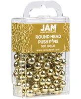 Jam Paper Colorful Push Pins - Round Head Map Thumb Tacks - Pushpins - 100 Per Pack