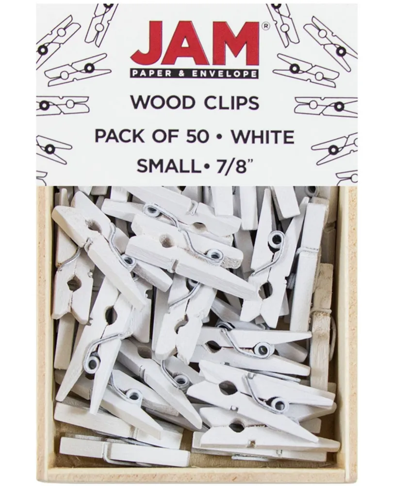 Jam Paper Wood Clip Clothespins - Small - 0.88" - 50 Clothes Pins Per Pack