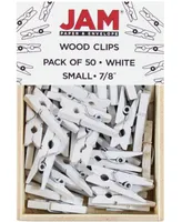 Jam Paper Wood Clip Clothespins - Small - 0.88" - 50 Clothes Pins Per Pack