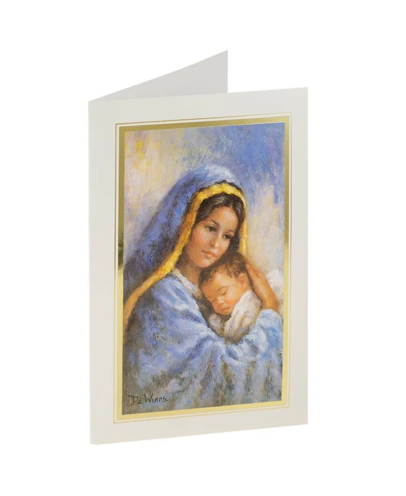 Jam Paper Christmas Cards Matching Envelopes Set - Modern Virgin Mary - 10 Per Pack