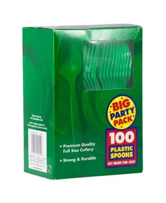 Jam Paper Big Party Pack of Premium Plastic Spoons - 100 Disposable Spoons Per Box