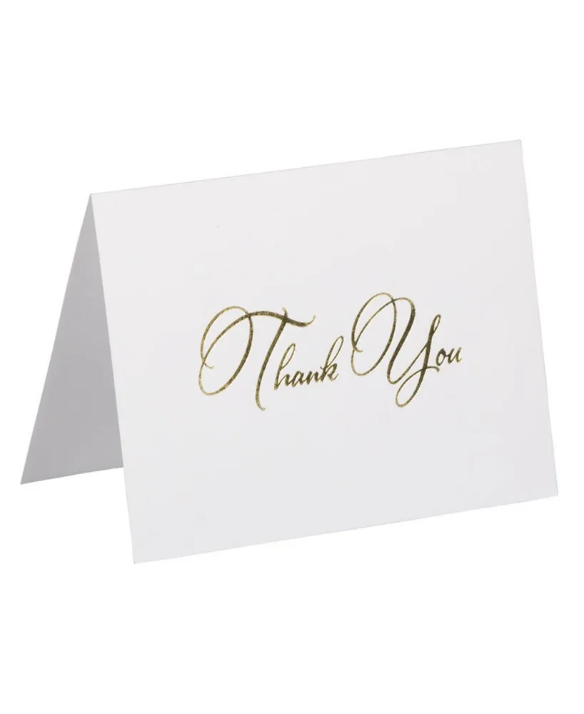 Jam Paper Thank You Card Sets - White Card with Gold-Tone Script Gold-Tone Star Dream Envelopes - 25 Cards and Envelopes