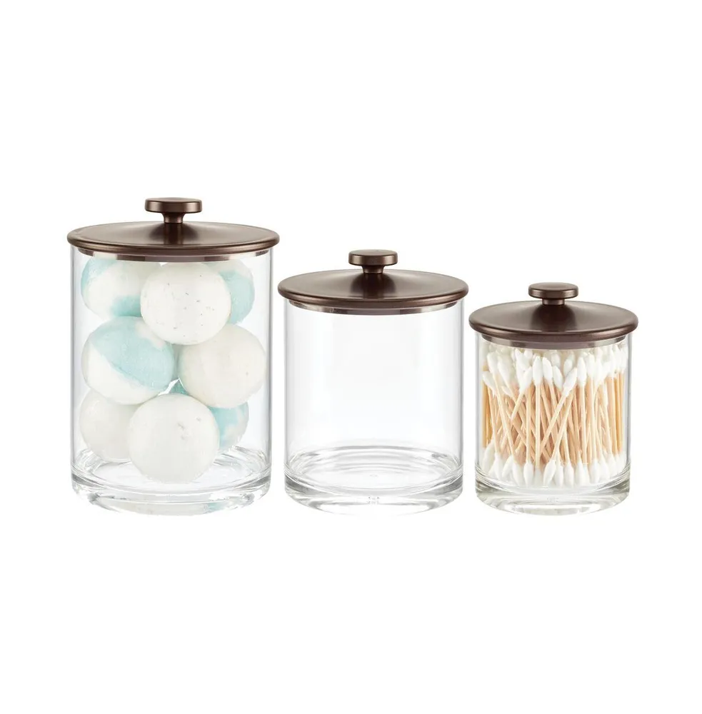 Mdesign Kitchen Airtight Apothecary Acrylic Canister Jar, Set Of 3