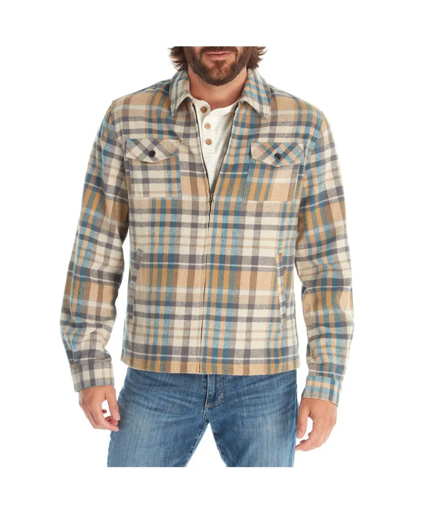 Px Clothing Men's Long Sleeve Plaid Zip Up Shirt Jacket