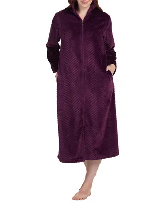 Miss Elaine Women's Textured Zip-Front Robe