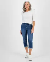 Style & Co Petite Mid-Rise Curvy Roll-Cuff Capri Jeans, Created for Macy's