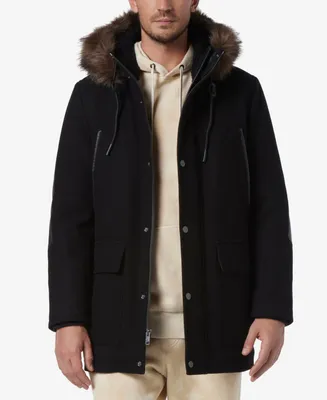 Marc New York Men's Dawson Hooded Parka with Faux-Leather & Faux-Fur Trim