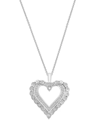 Diamond Open Heart 18" Pendant Necklace (1/4 ct. t.w.) in Sterling Silver, Created for Macy's