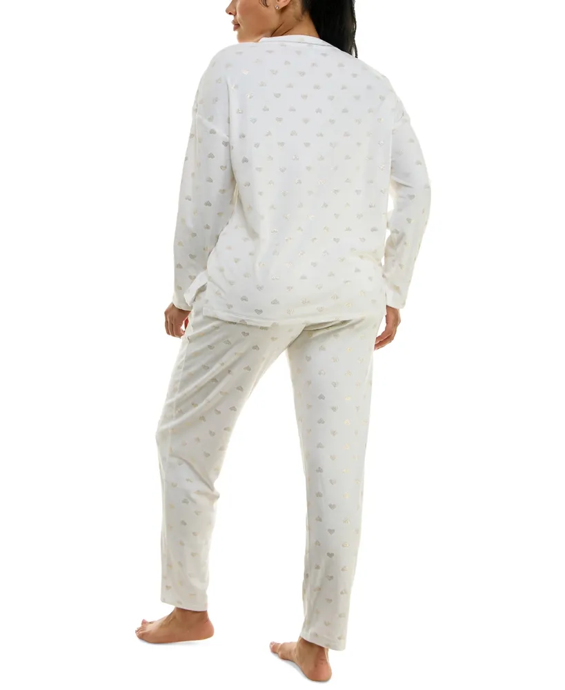 Roudelain Women's 2-Pc. Velour Henley Pajamas Set