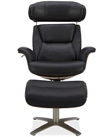 Janer Leather Swivel Chair & Ottoman Set, Created for Macy's