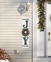 Glitzhome 36" H Wood Plaid "Joy" Porch Decor with Wreath